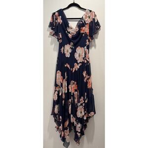 Signature by Robbie Bee Dress Women’s Size 10 Floral Asymmetrical Hem Fairy
